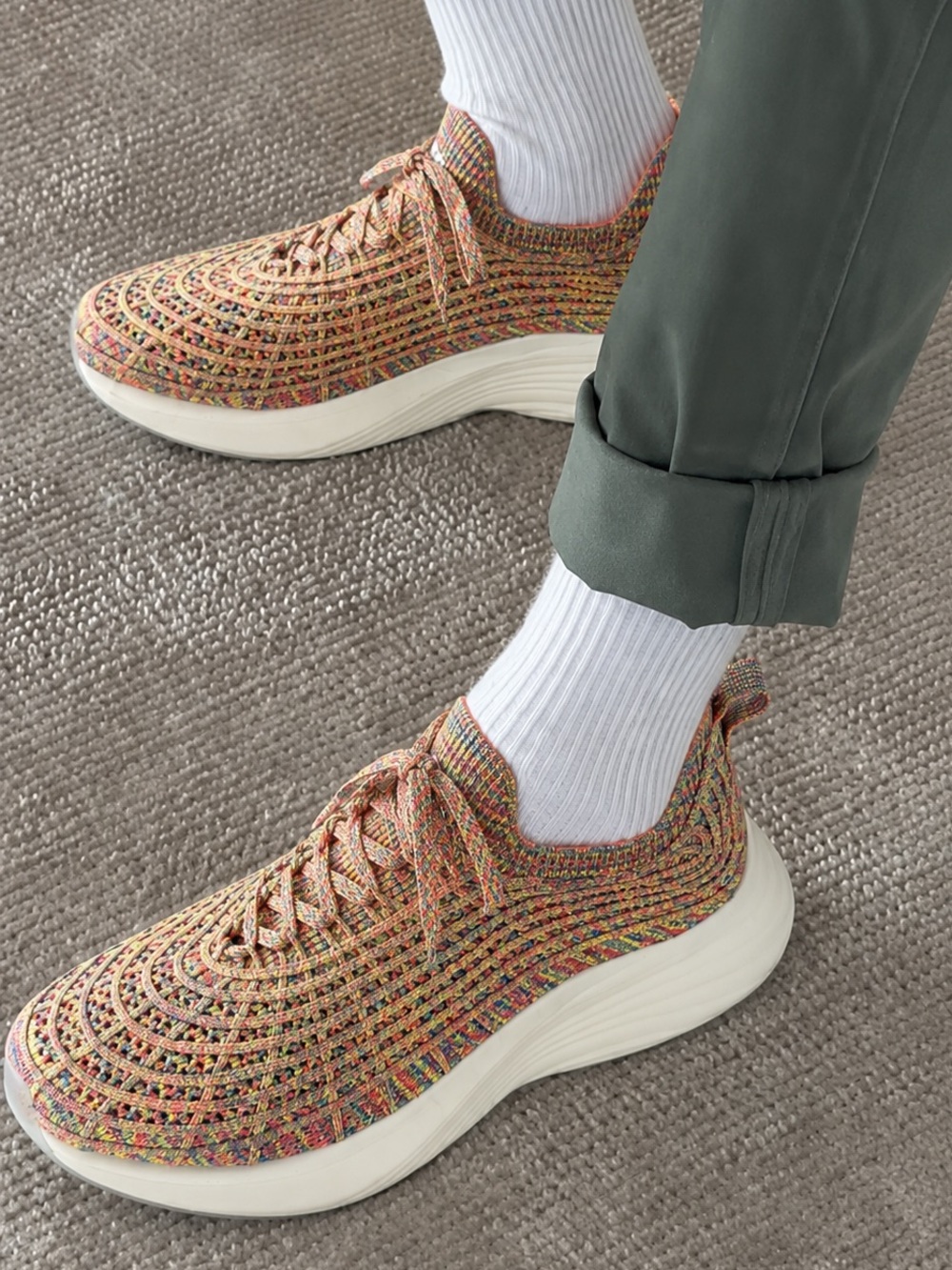 APL Multicolor Knit Lace-Up Sneaker with Cream Sole